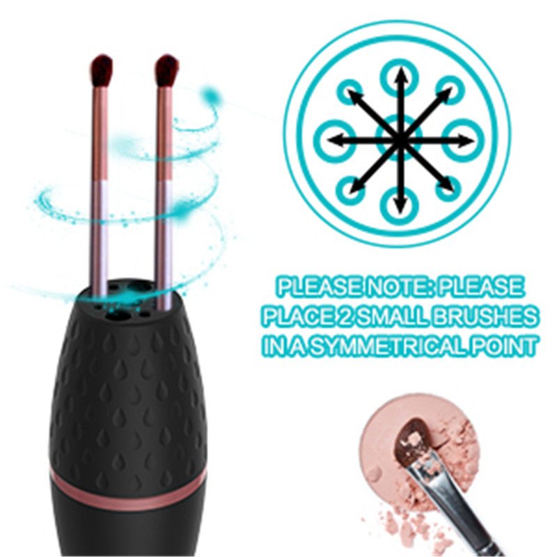 Makeup brush cleaner in use
