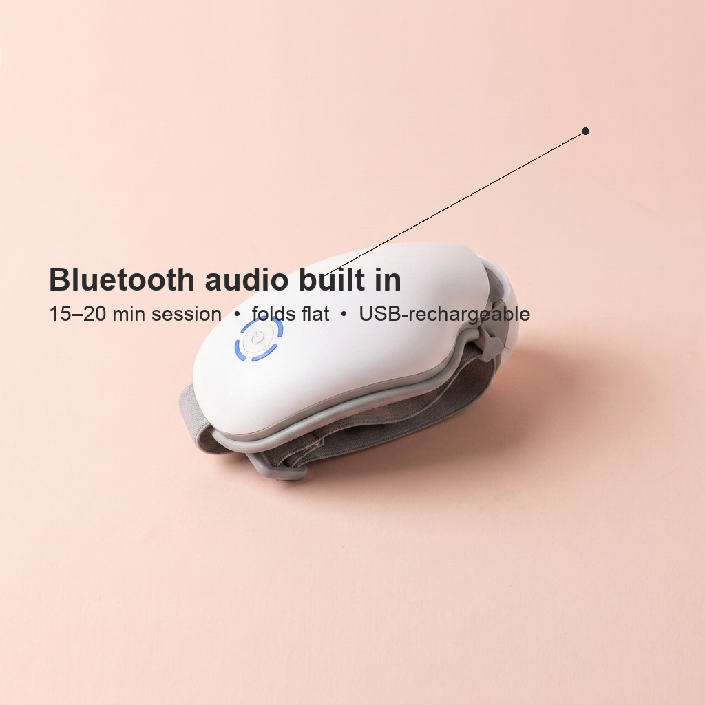 Feature callout: Bluetooth audio built in — 15 to 20 minute session, folds flat, USB-rechargeable