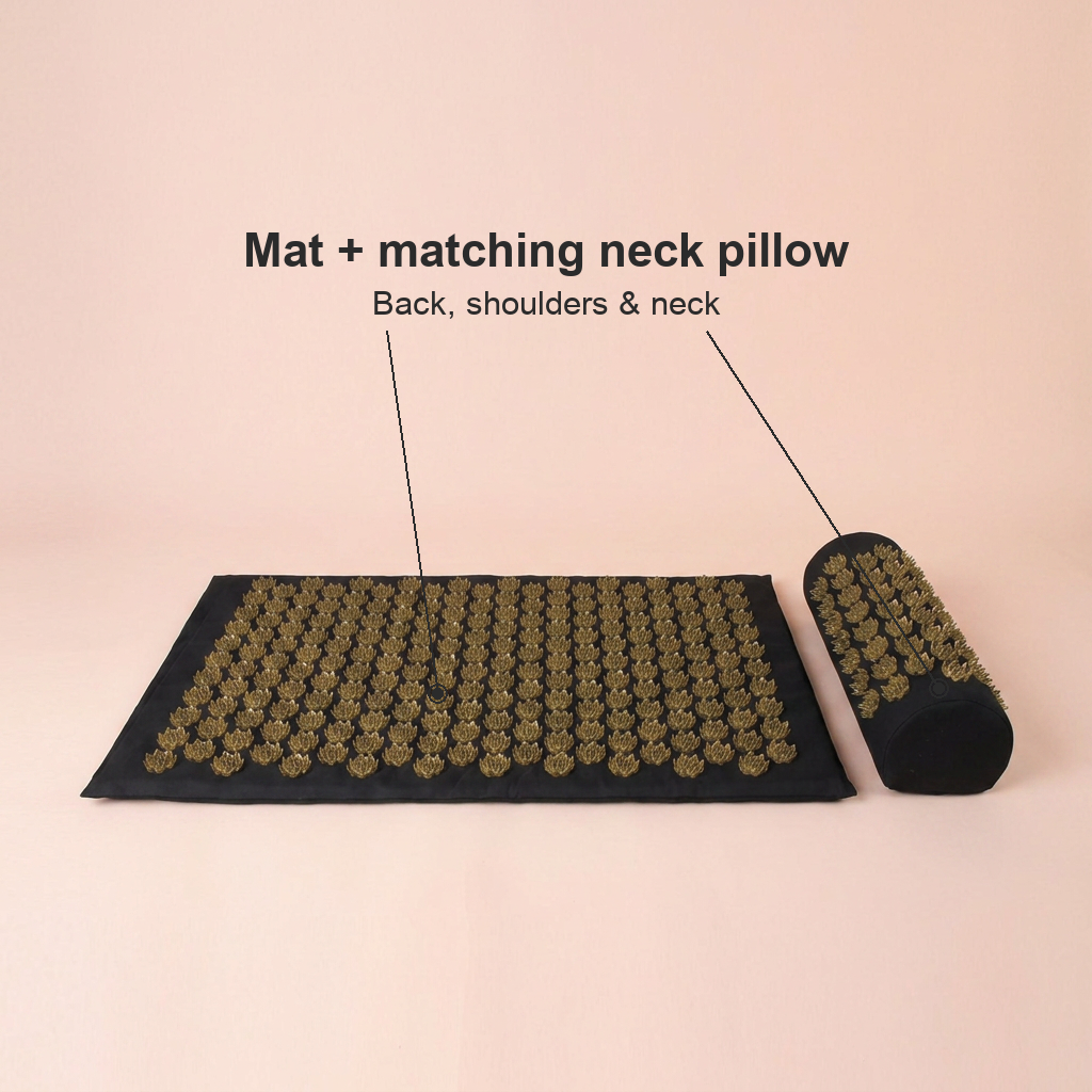 Acupressure set — mat plus matching neck pillow for back, shoulders and neck