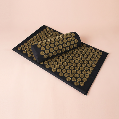 Acupressure Massage Mat & Pillow Set — peach editorial product photo
