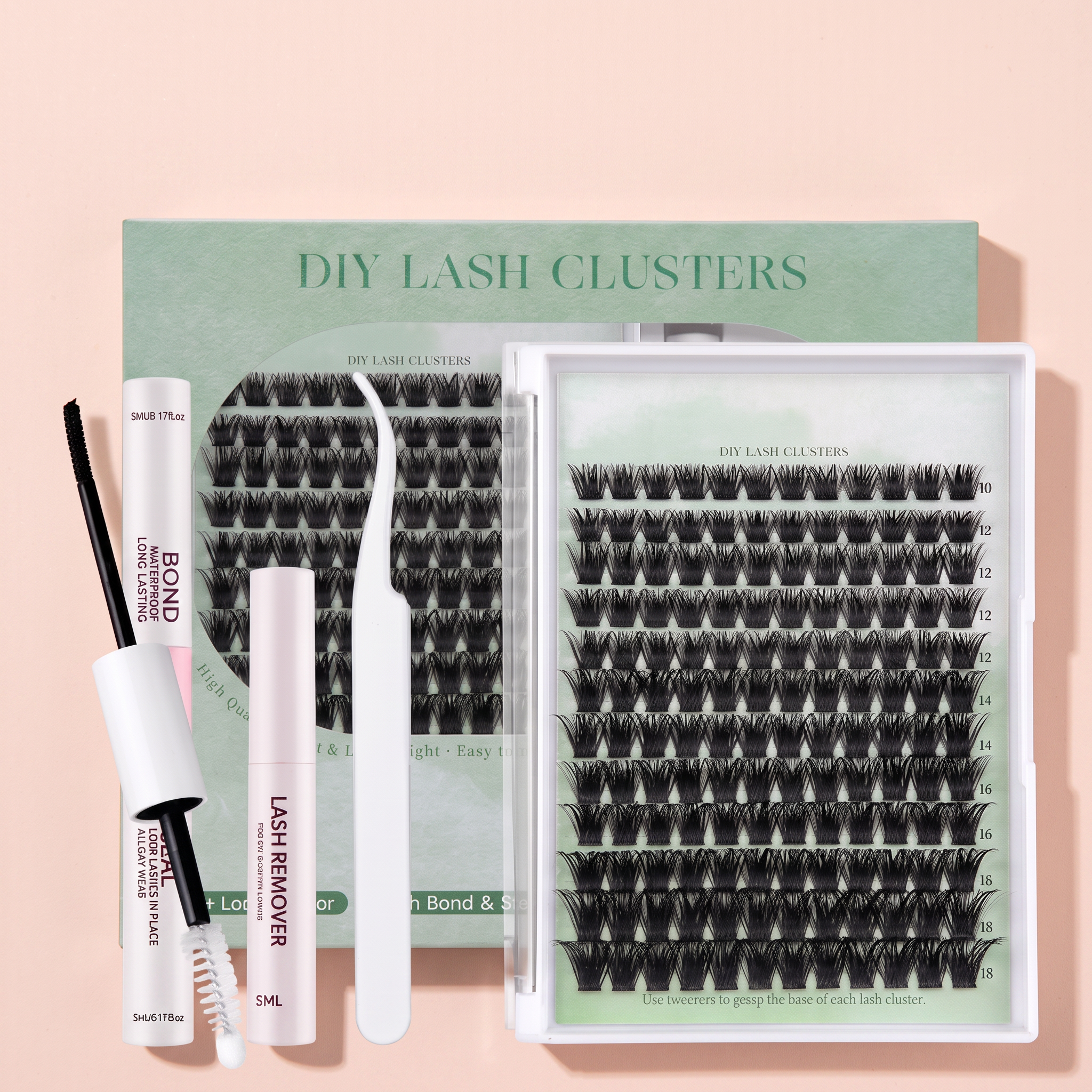 DIY Lash Clusters Kit — peach editorial product photo