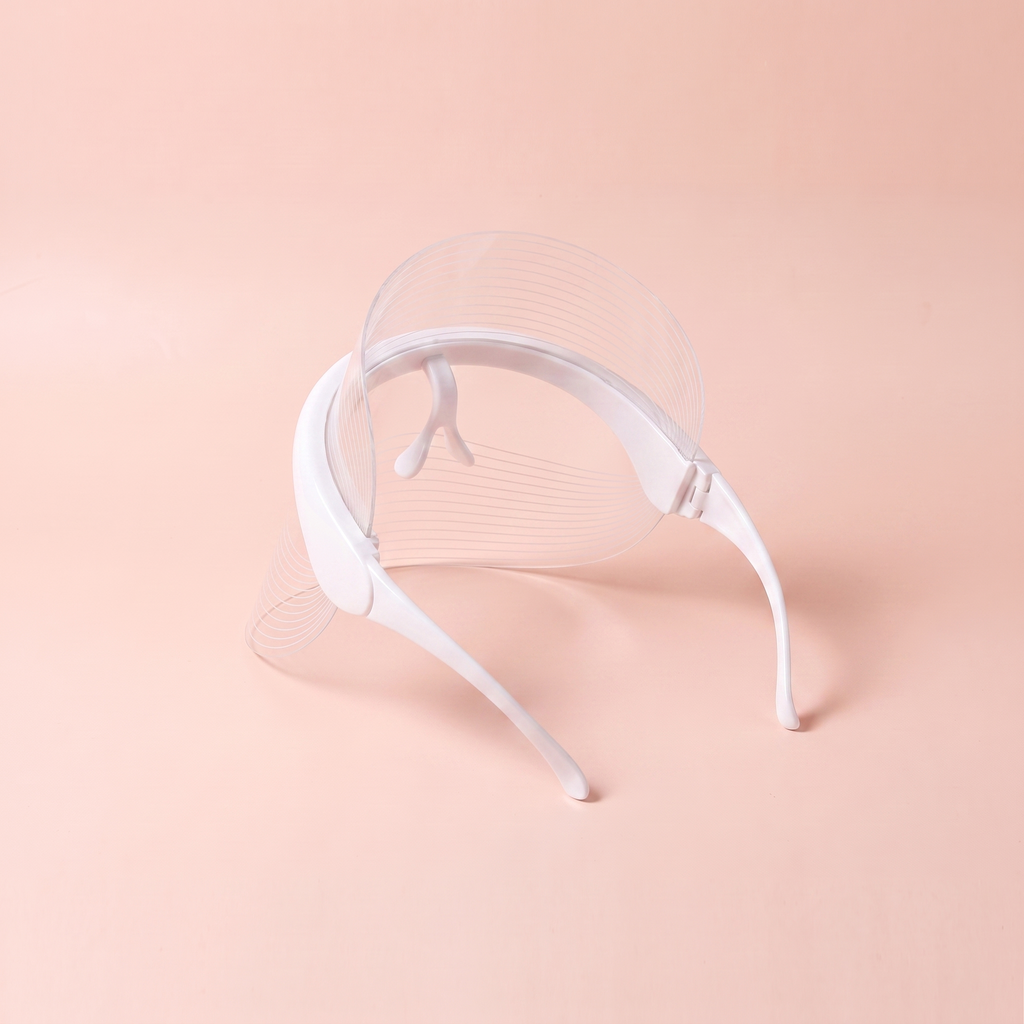 7-Colour LED face mask — three-quarter rear view showing the inside of the visor