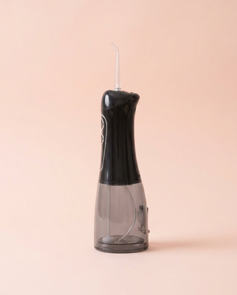Cordless Dental Water Flosser — side profile view on peach background