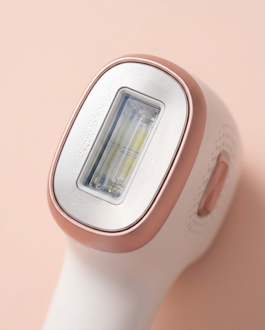 IPL Ice-Cooling Laser Hair Removal Handset — close-up of the flash window and cooling head