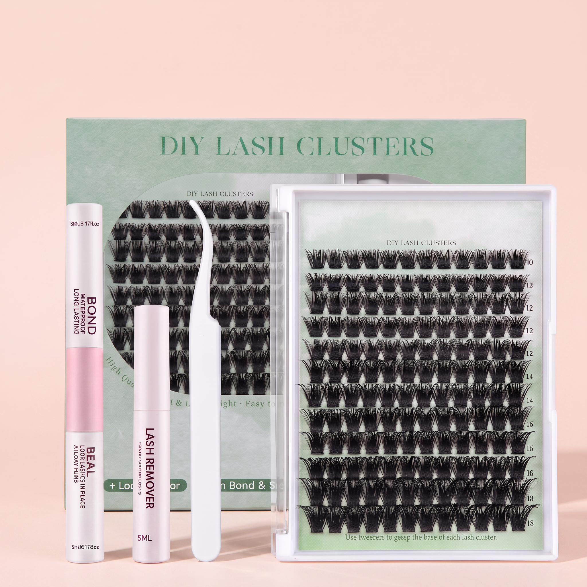 DIY Lash Clusters Kit — side profile view on peach background