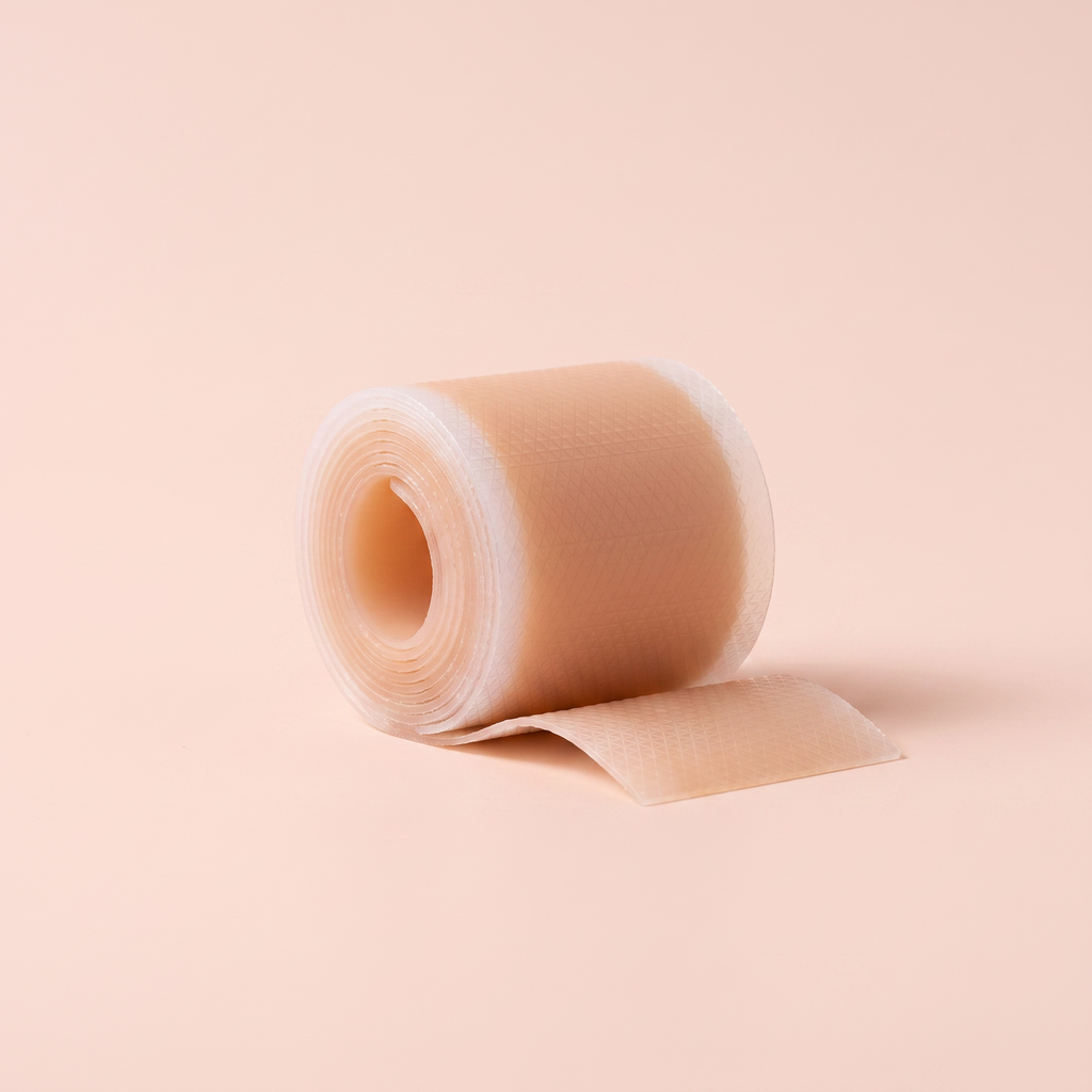Silicone Scar Sheets — side profile view on peach background