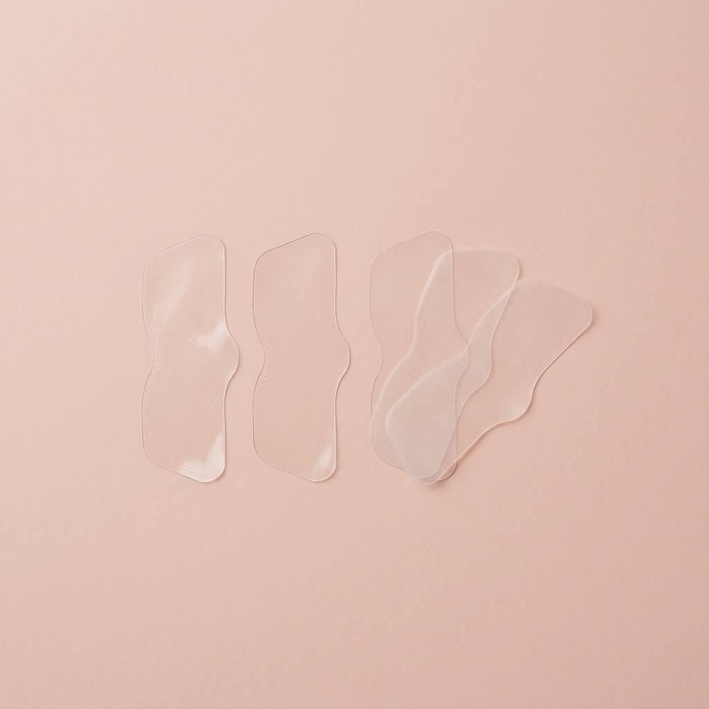 Blackhead nose strips flat-lay on blush background